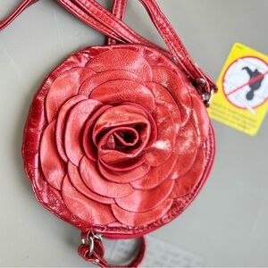 Red Floral Leather Women's Bag